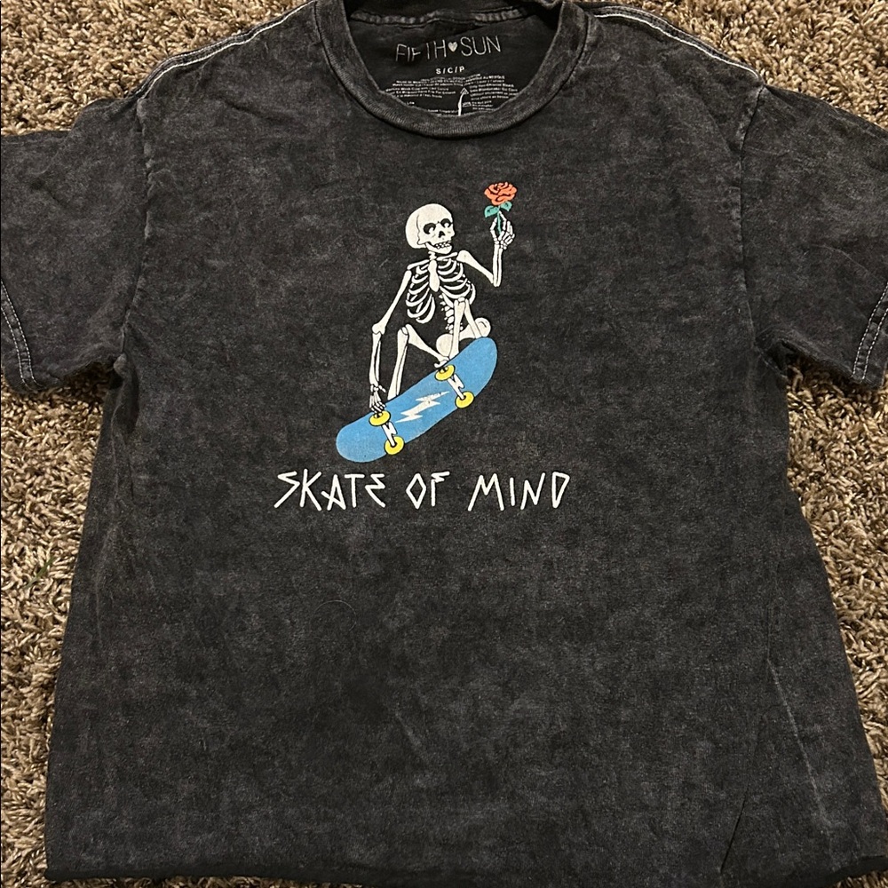 Fifth Sun Charcoal Skateboard Skeleton Tee